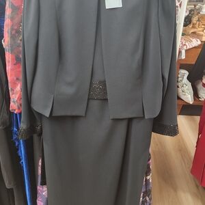 Elegant Black Skirt Suit with Beaded Trim